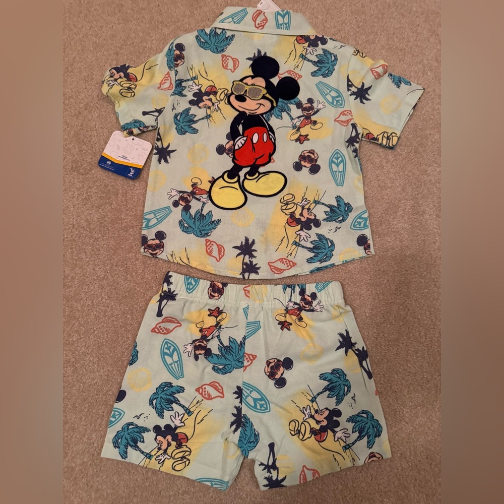 NWT Disney Mickey Mouse Tropical Kids 2 piece Outfit Size 3T - Picture 3 of 10